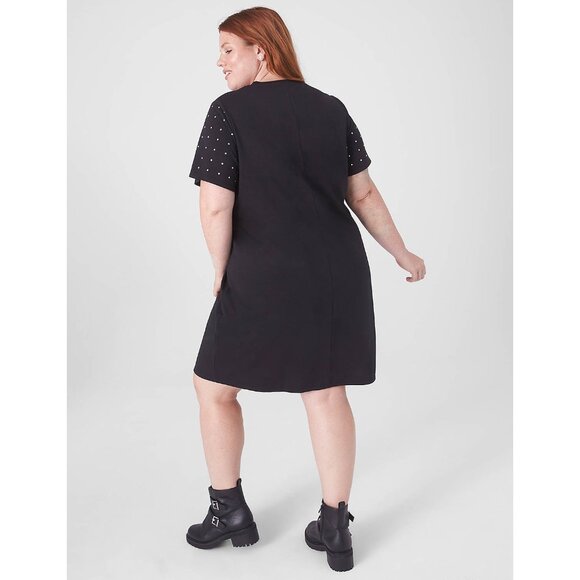 Lane‎ Bryant ACDC Soft T-Shirt Dress Black Studded Size 14/16 1X Plus Band Tee - Picture 3 of 10